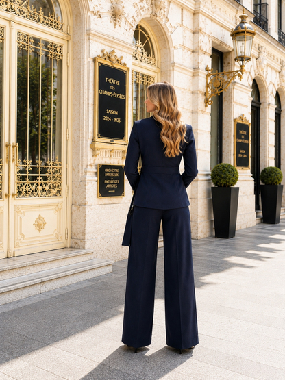 Conjunto de traje de mujer con hebilla elegante