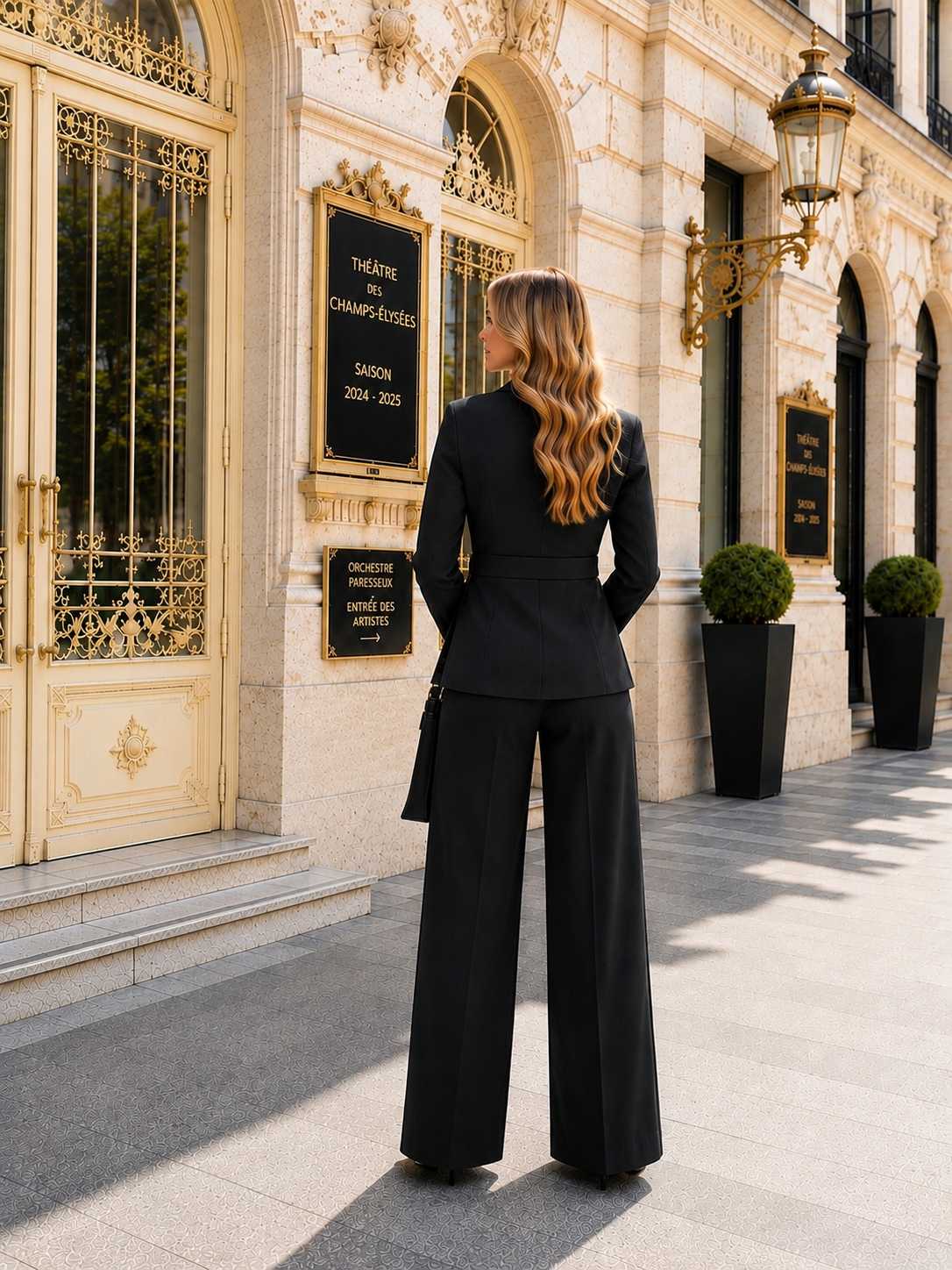 Conjunto de traje de mujer con hebilla elegante